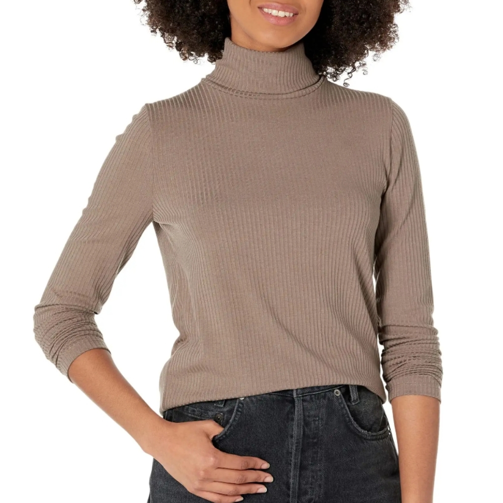 Madewell Ribbed Turtleneck Top in Castle Rock